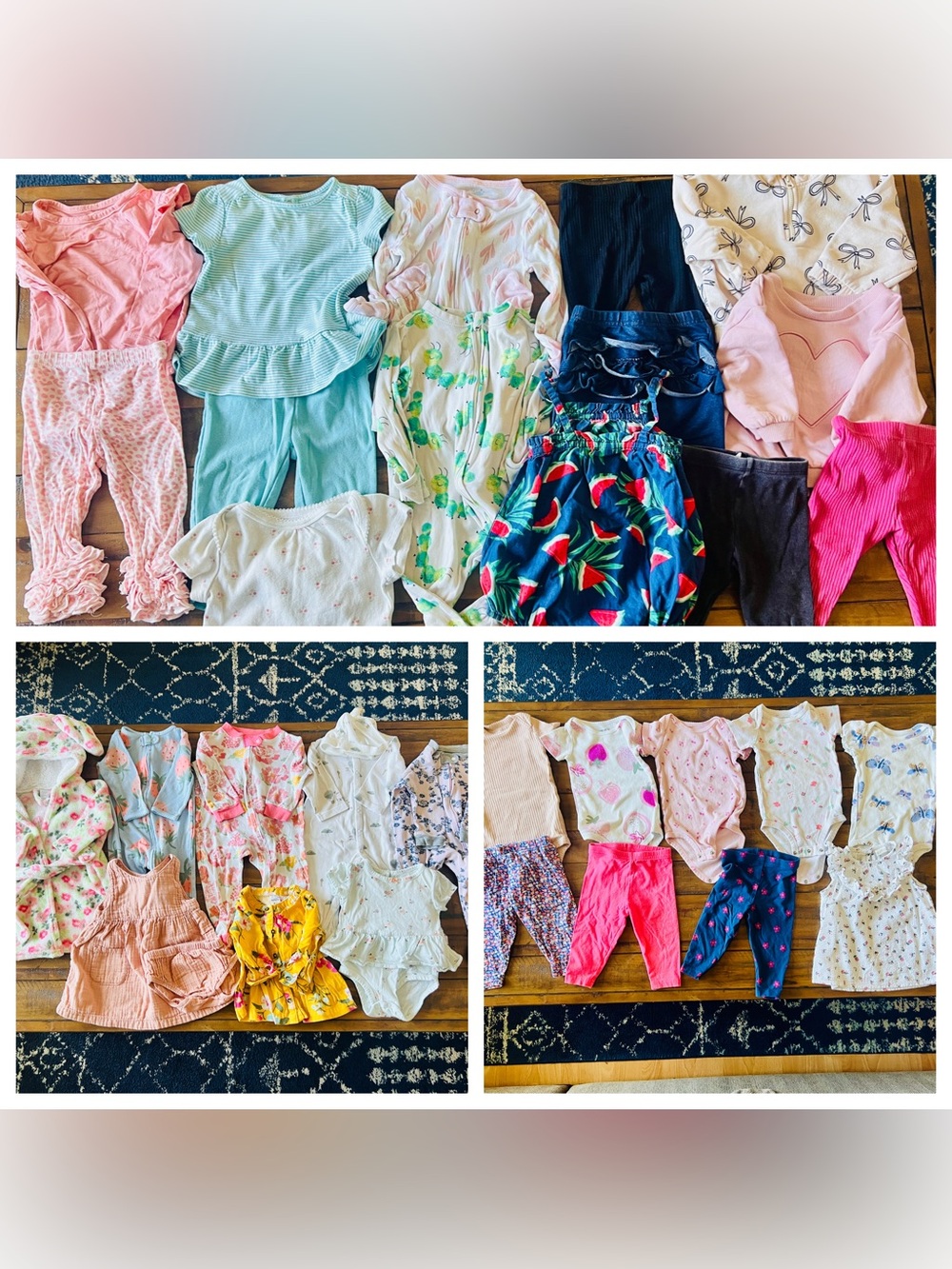 Large Bundle (33 pieces) of Assorted Baby Girls Clothes, Size 6/9m